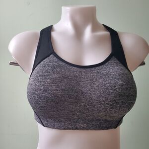 Victoria's Secret Black and Gray Sports Bra Racerback Design